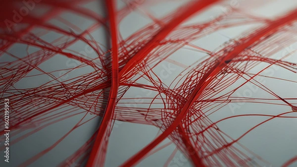 Fototapeta A 3D render of a basketball sphere with glowing lines forming a wire net design against a sky background, merging sport and technology concepts