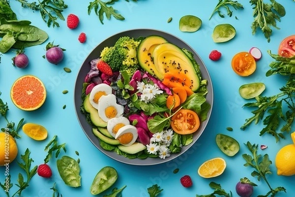 Fototapeta A trailblazing and modern approach to super foods and trending dishes, emphasizing advanced designs.