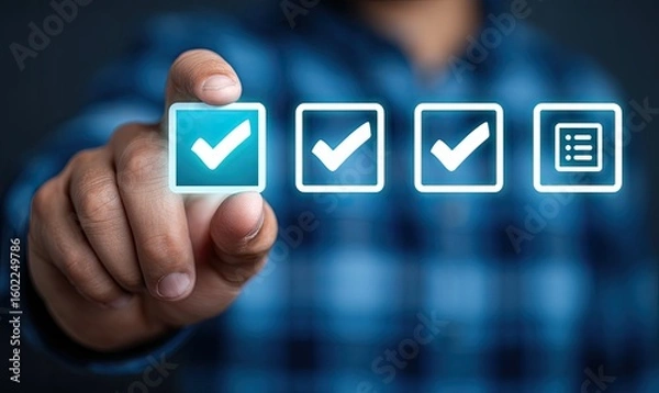 Obraz Person selecting checkboxes on a digital interface