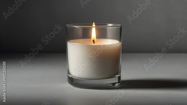 Obraz Scented Candle Burning in Clear Glass Container