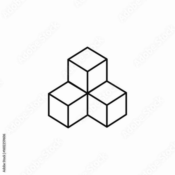 Obraz three stacked cubes icon sign vector