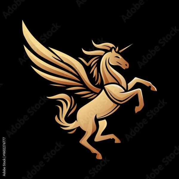 Obraz golden pegasus horse vector image