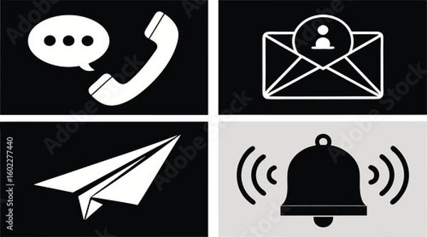 Fototapeta Get connected instantly with these modern communication icons for calls messages mail and alerts.