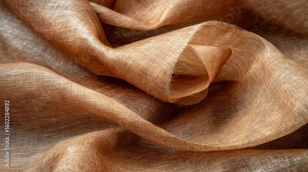 Fototapeta Brown kraft paper texture minimalistic style soft folds natural material abstract background closeup organic pattern neutral color smooth surface artistic mood