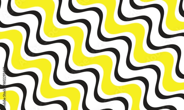 Obraz Abstract yellow and black colour diagonal wave line pattern with white background.