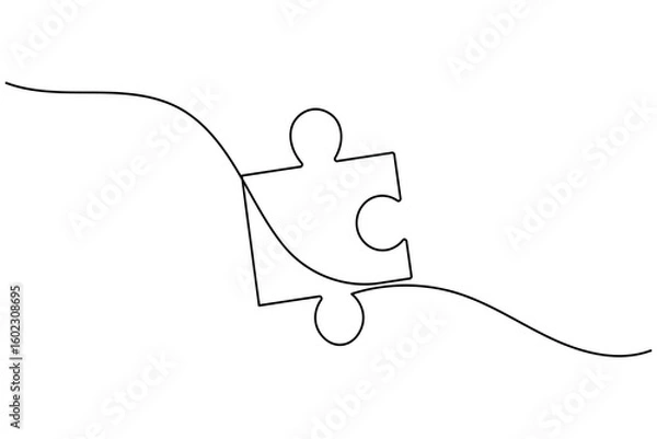 Obraz Puzzle icon line continuous drawing with Problem Solving isolate outline vector illustration