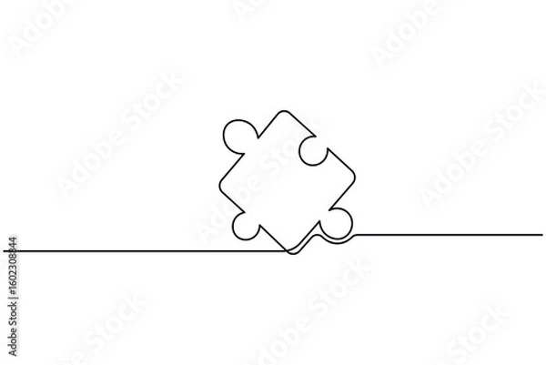 Obraz Puzzle icon line continuous drawing with Problem Solving isolate outline vector illustration