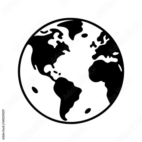 Obraz Simple minimalist depiction of planet earth showcasing the Americas and Africa icon vector