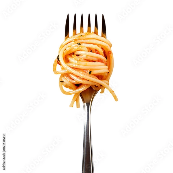 Fototapeta spaghetti served on a fork