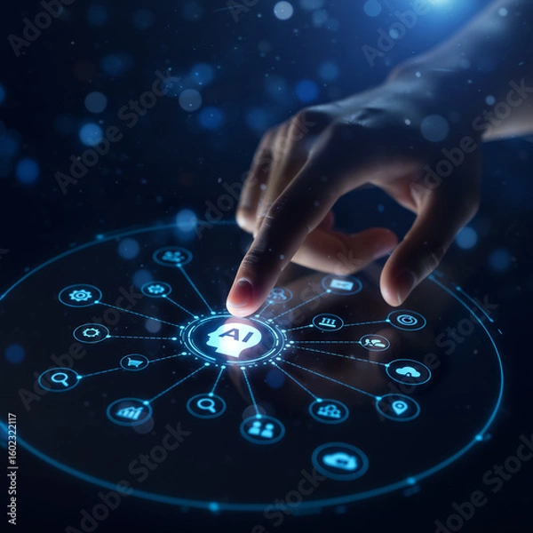 Fototapeta AI Agent Finger Touch Interface for Automated Workflows
