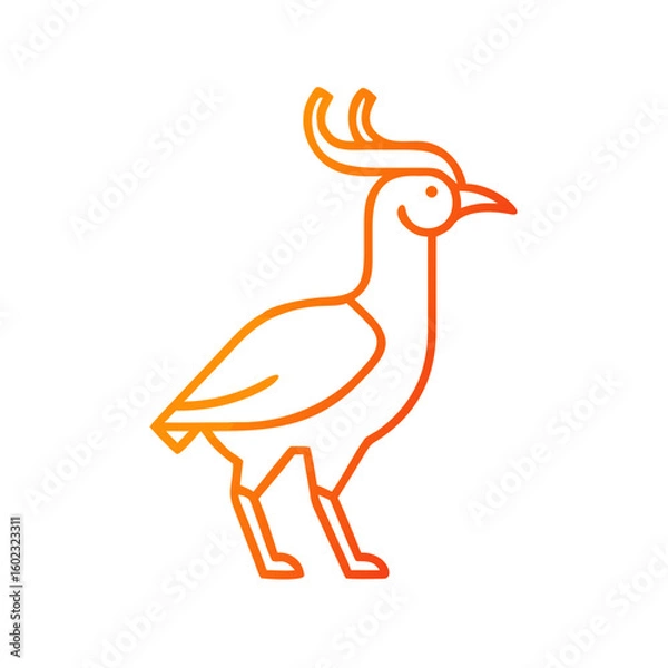 Fototapeta A stylized, geometric illustration of a yellow bird or dove, with simple angular wings and beak, against a plain white background.
