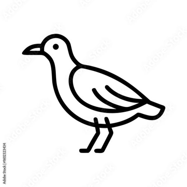 Fototapeta A stylized, geometric illustration of a yellow bird or dove, with simple angular wings and beak, against a plain white background.

