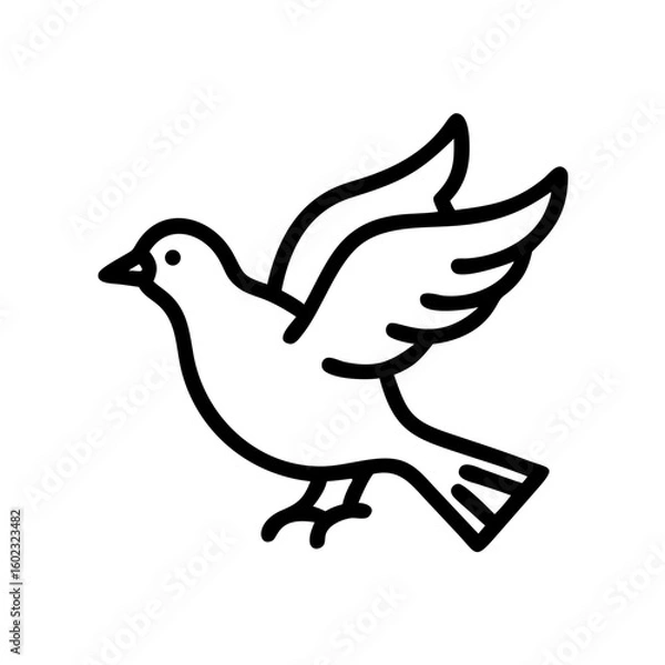 Fototapeta A stylized, geometric illustration of a yellow bird or dove, with simple angular wings and beak, against a plain white background.
