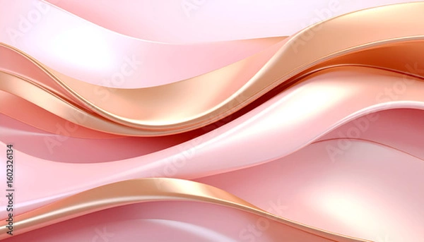 Fototapeta A flowing abstract design featuring soft pink and rose gold waves.