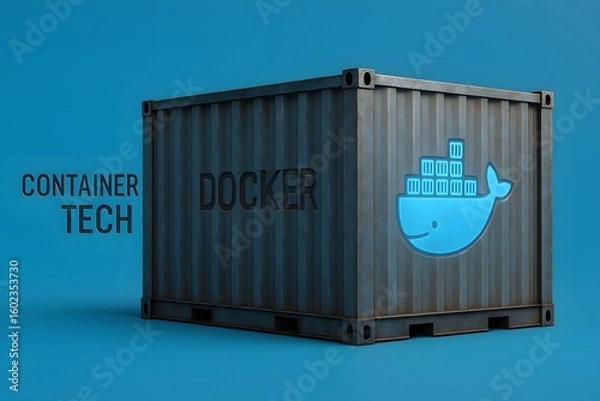 Fototapeta 3D Docker Container Art for Modern Application Development