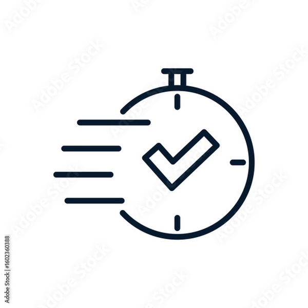 Fototapeta Clock, tick. Fast response concept. Vector linear icon isolated on white background.