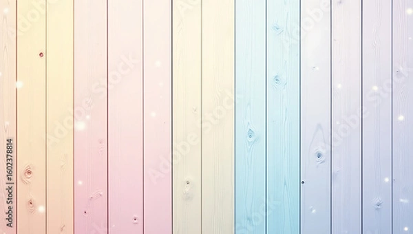 Fototapeta  Pastel pink peach yellow mint aqua blue lavender vertical wood stripe abstract background. Color gradient ombre blend. Smooth transition. Soft glow shimmer bright light. Noise grain texture blur.