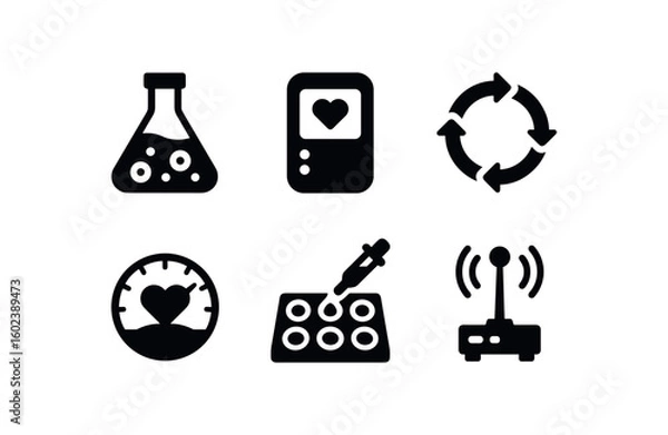 Fototapeta solid icon isolated life cell culture flask life support module life cycle chart life force meter life viability assay life field sensor