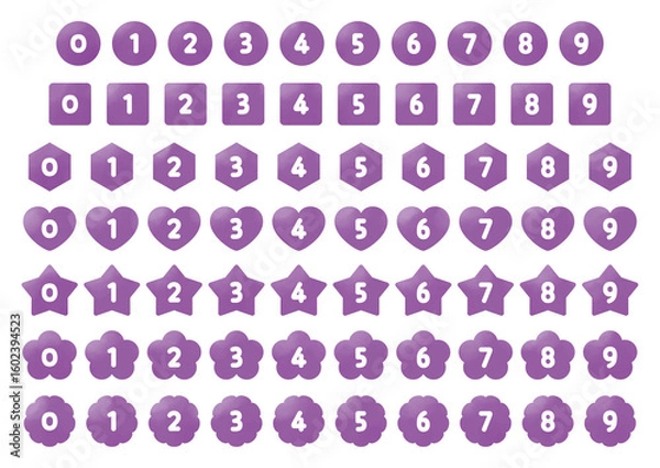 Fototapeta Number icon set_No text_Purple