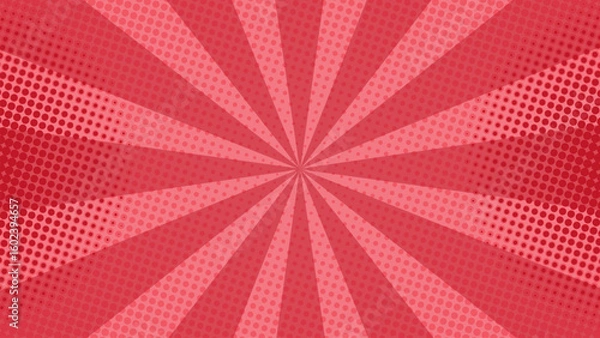 Fototapeta Sunlight style halftone red comic background with gradient. Suitable for comics, prints, posters, etc.