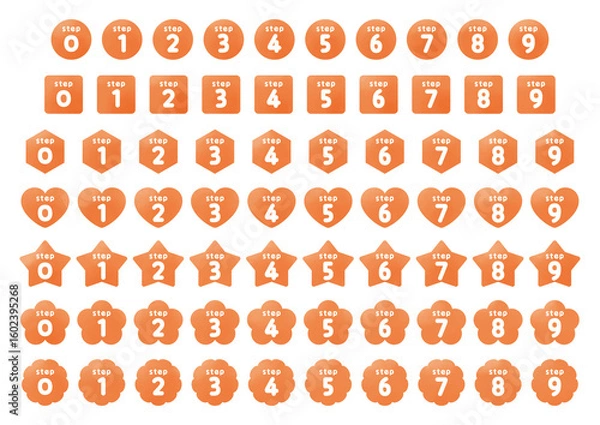 Fototapeta Number icon set_step_orange
