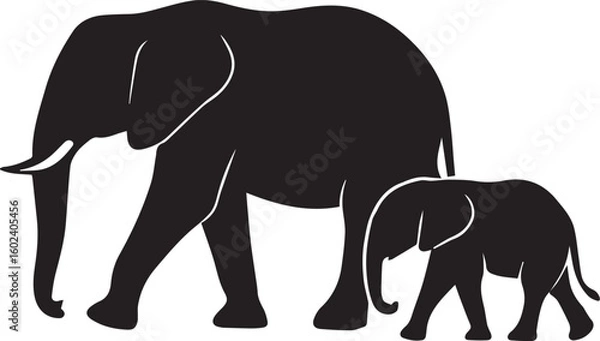 Obraz Charming elephant family illustration in cmyk and rgb colors