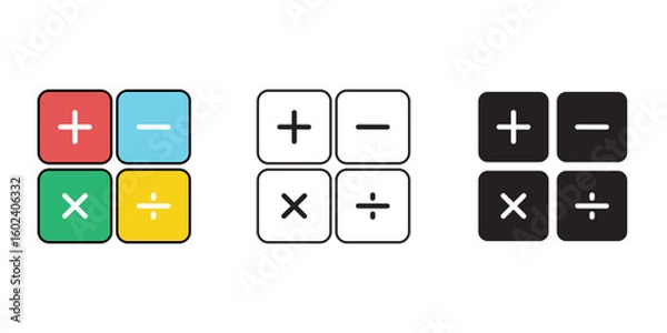 Fototapeta Math icon set, mathematics flat simple infographics design template. Education concept, vector illustration.
