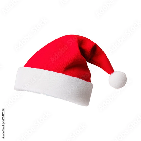 Fototapeta Santa hat simple flat vector style isolated on transparent background