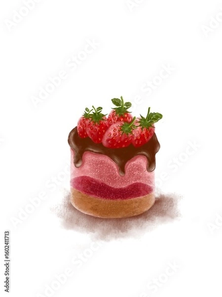 Obraz Chocolate cake with strawberries on top 