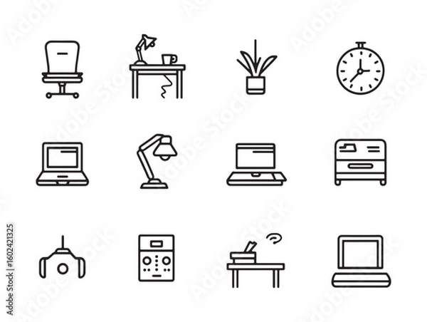 Obraz Remote Hustle Clean 2D Line Icon Set