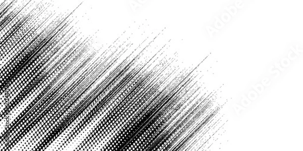 Obraz Vector black and white halftone gradient banner, texture template made of lines, grunge graphic backdrop, texture vector background template.