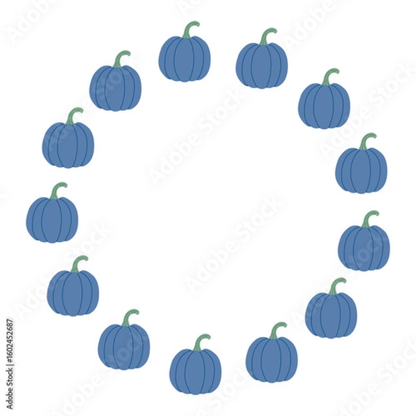 Fototapeta Pumpkin circle frame. Cozy autumn pumpkins. Vector flat illustration isolated on a white background