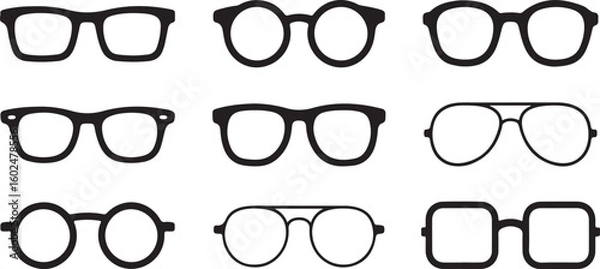 Fototapeta Glasses icon concept. Glasses icon set. Vector graphics isolated on white background