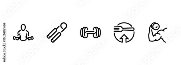 Fototapeta Fitness and Strength Training Line Icons for Health Apps