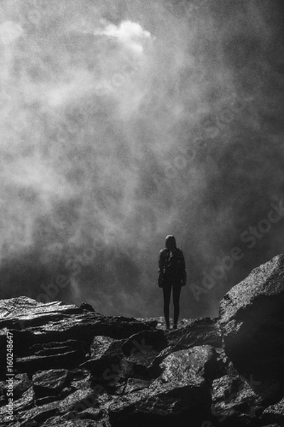 Obraz Frau am Wasserfall