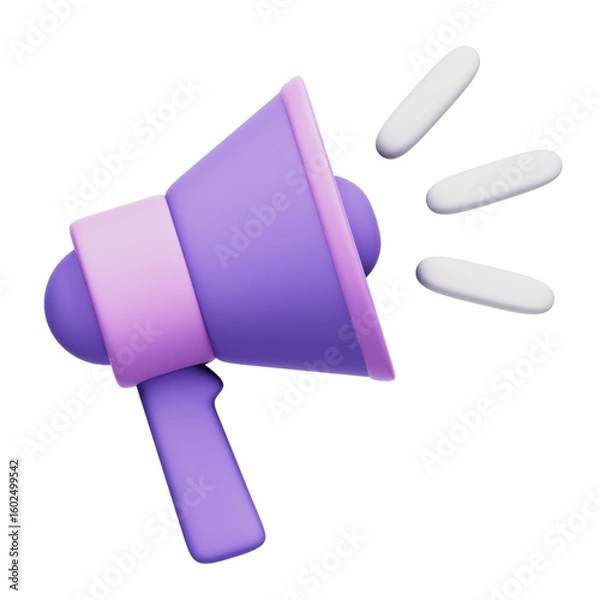 Fototapeta 3D Cartoon Megaphone Announcing to Audience With Transparent Background