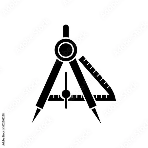Fototapeta ruler and compass icon vector  