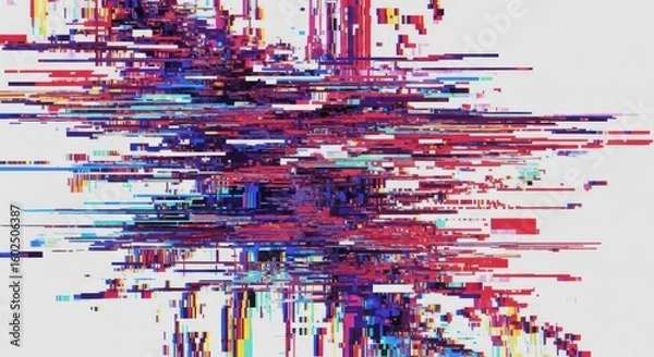Fototapeta Abstract digital glitch effect with vibrant color blocks