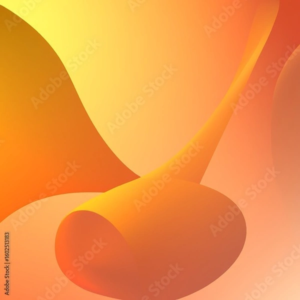 Fototapeta Smooth flowing orange and yellow abstract shapes background