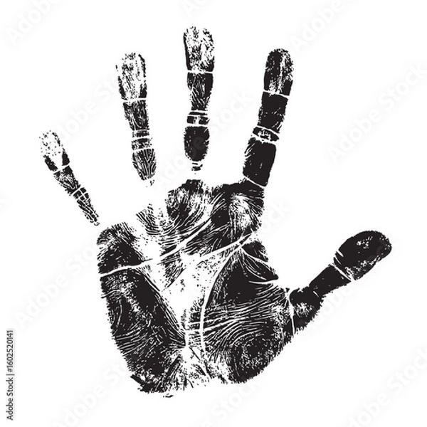 Obraz Human handprint silhouette on white background.