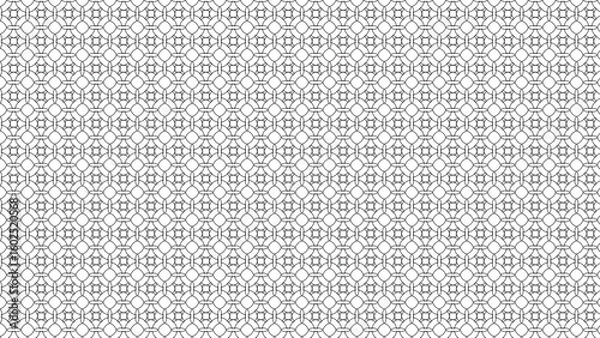 Fototapeta Seamless vector wallpaper with minimalist black and white linear geometry on a clean white background, ideal for modern surfaces, branding, and digital design