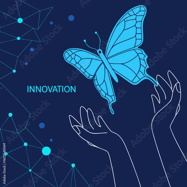 Fototapeta 
a blue butterfly and hands