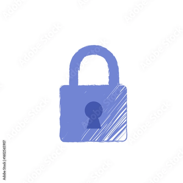 Fototapeta Cartoon vector of a hand-drawn pencil sketch style lock icon, symbolizing privacy, security, and protection for digital or educational uses