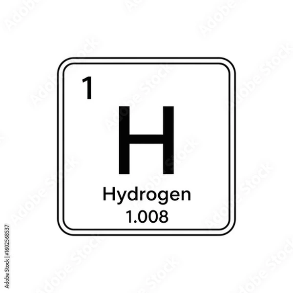 Fototapeta The element hydrogen from the periodic table isolated on white background