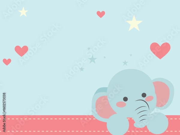 Obraz Cartoon cute elephant vector background