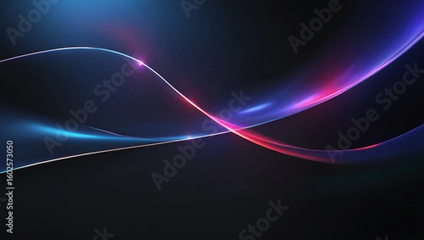 Fototapeta Dark abstract futuristic background. Iridescent fluid wave render. Glass prism light refraction. Rainbow gradient flare. Smooth transition. Bright glow shimmer. Neon metallic blur texture.