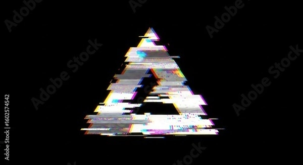 Fototapeta Glitch triangle graphic isolated on black background