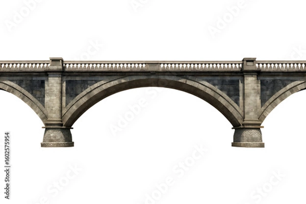 Obraz Ornate stone arch bridge structure isolated on a transparent background image