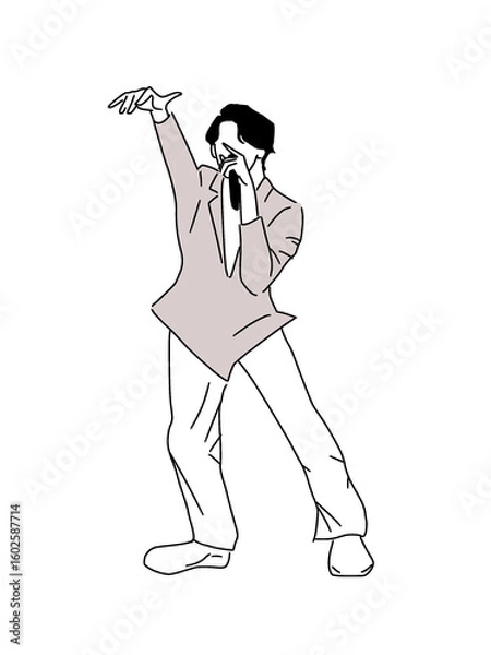 Obraz マイクを持って歌いながら踊るアーティスト　png