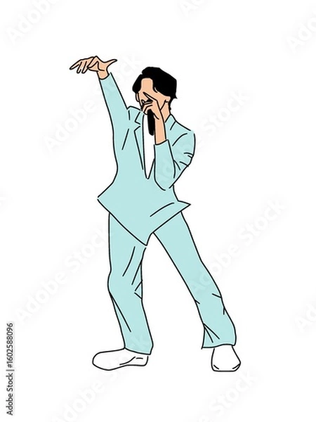 Obraz マイクを持って歌いながら踊るアーティスト